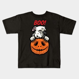 Halloween Pumpkin American Bulldog Kids T-Shirt